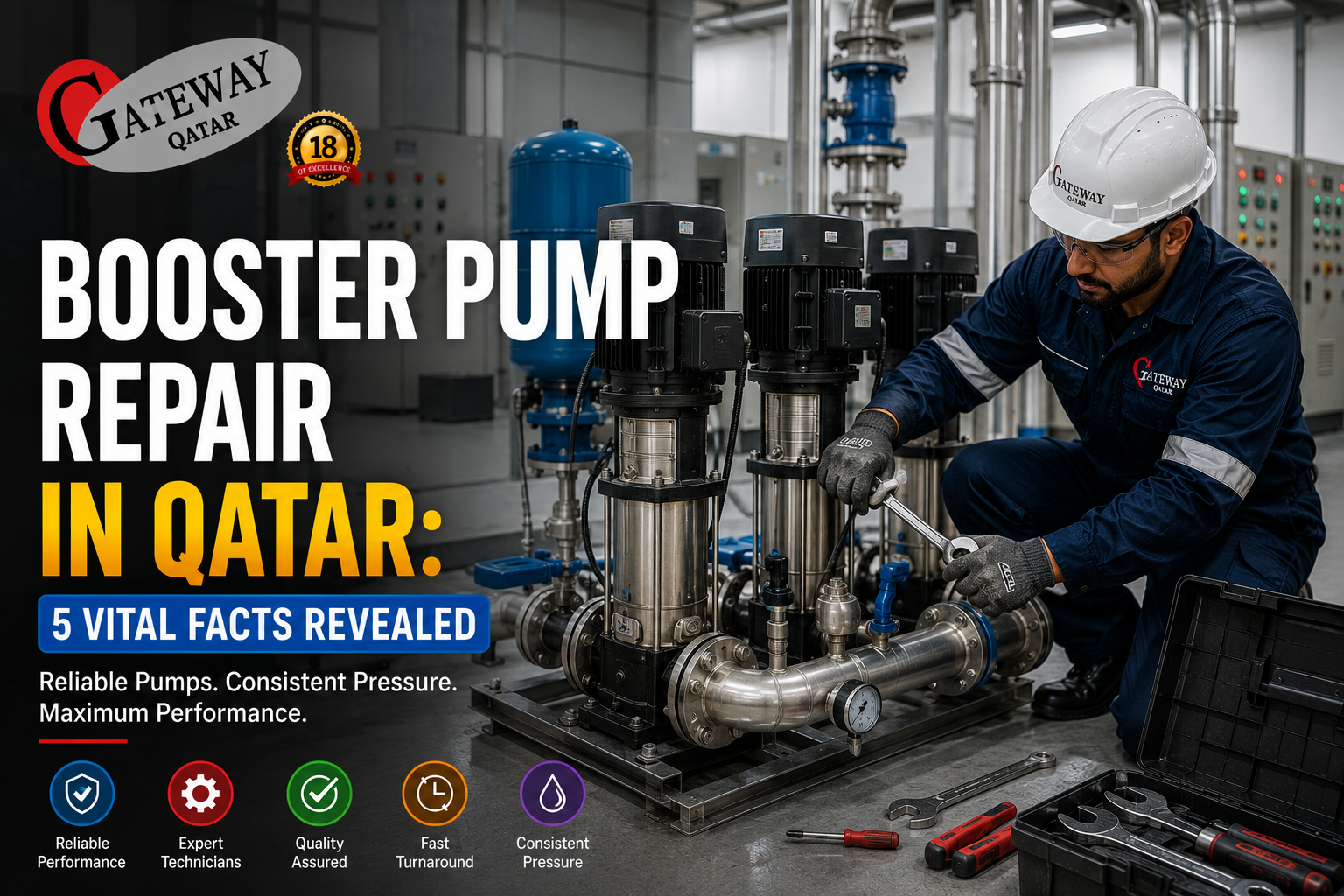 Booster pump repair in Qatar - Gateway Technologies pump repair workshop Doha