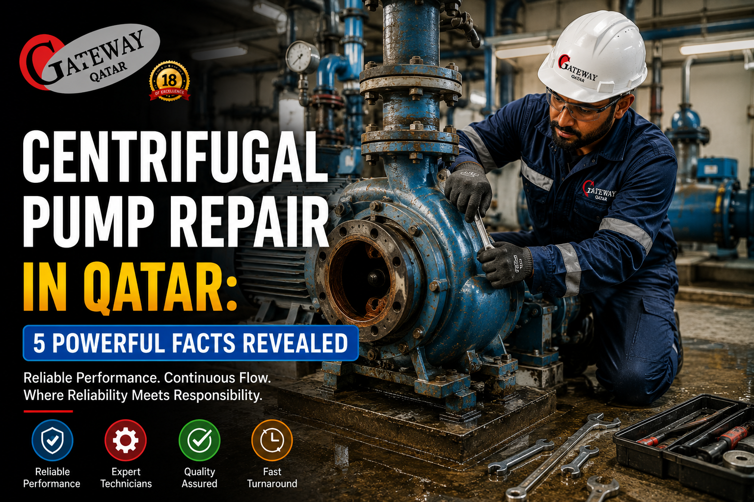 Centrifugal pump repair in Qatar - Gateway Technologies pump repair workshop Doha