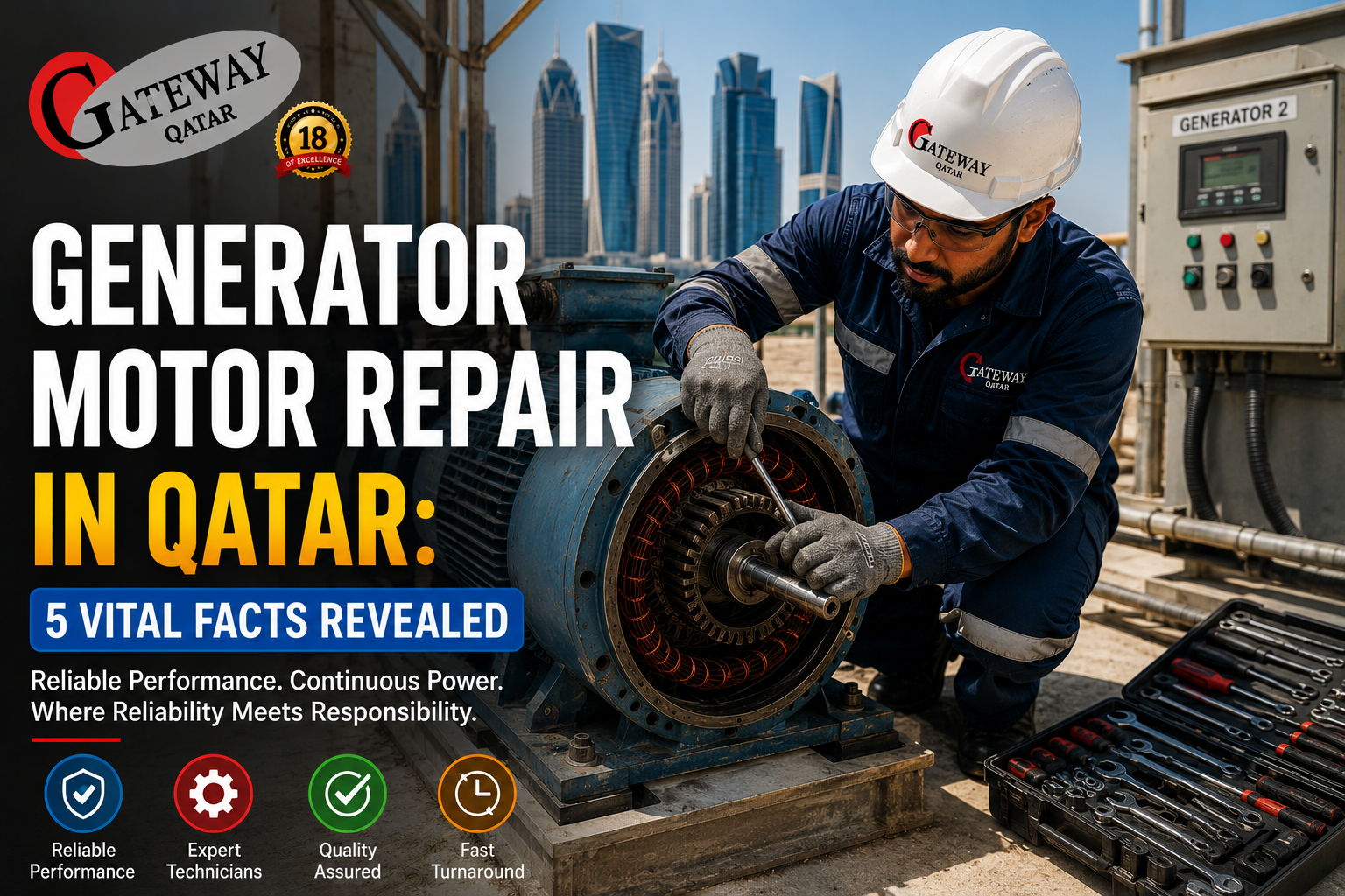 Generator motor repair in Qatar - Gateway Technologies motor winding and electrical repair workshop Doha