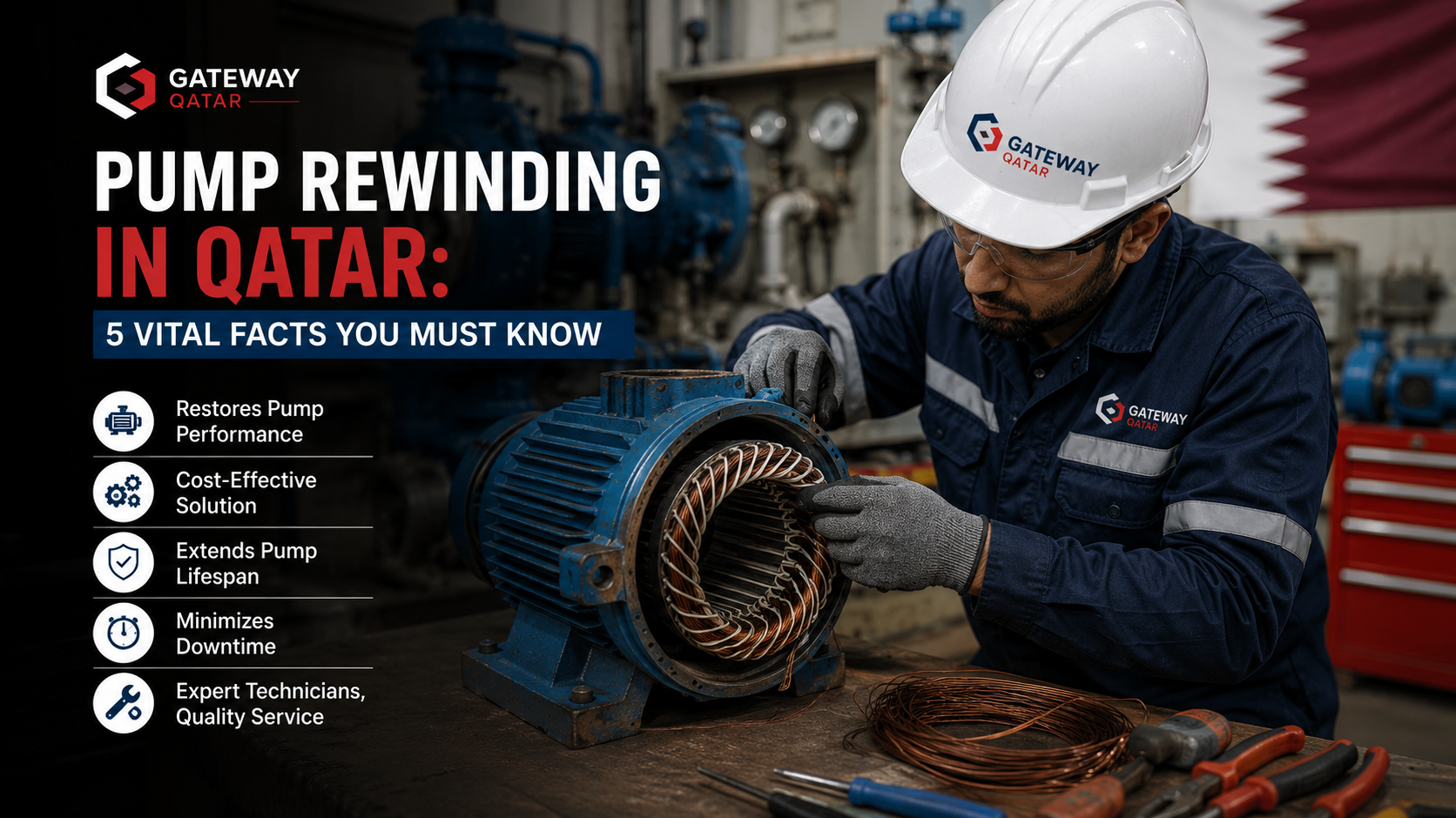 Pump rewinding in Qatar - Gateway Qatar mechanical electrical services Doha