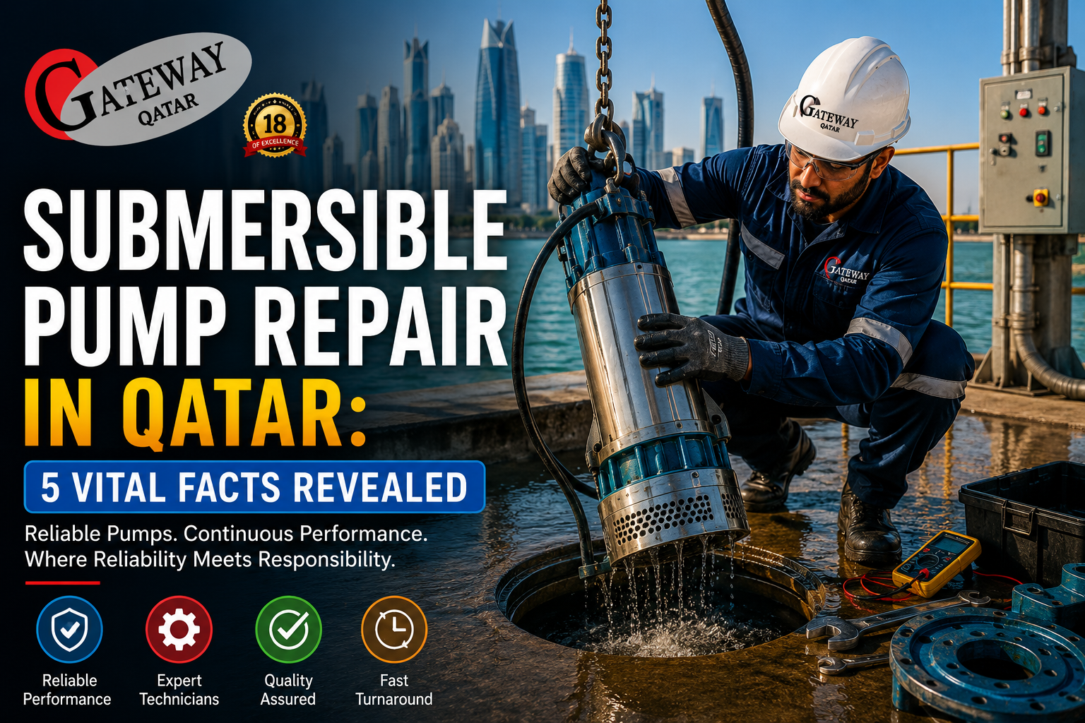 Submersible pump repair in Qatar - Gateway Technologies motor and pump repair workshop Doha