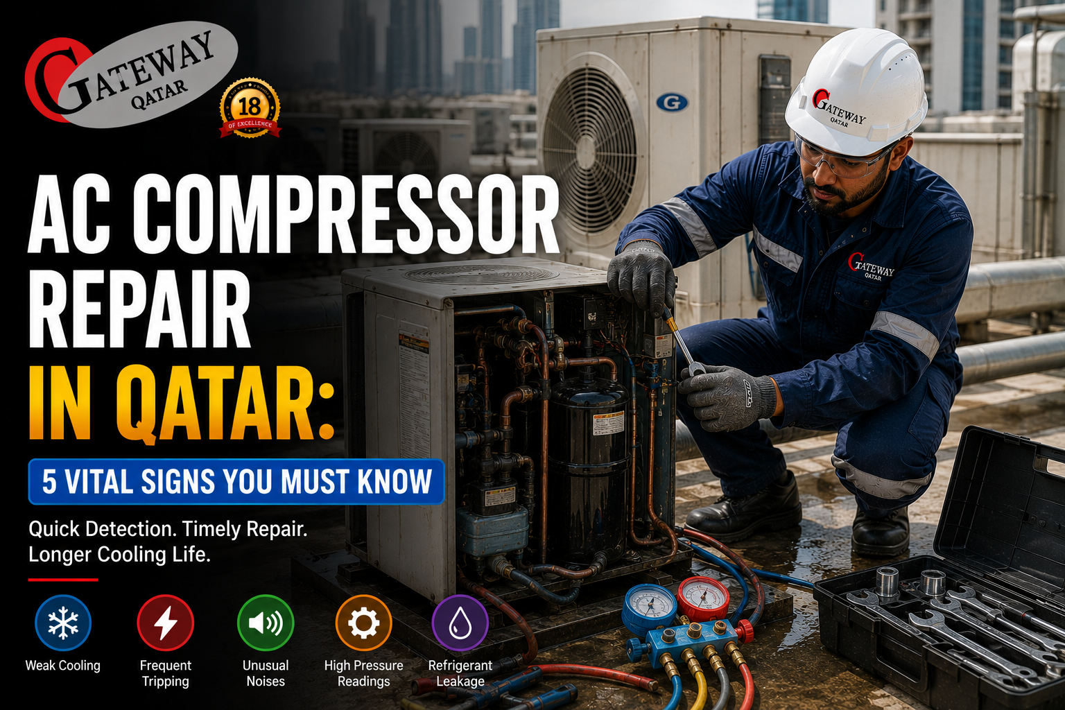 AC compressor repair in Qatar - Gateway Qatar authorised Mitsubishi Electric dealer Doha