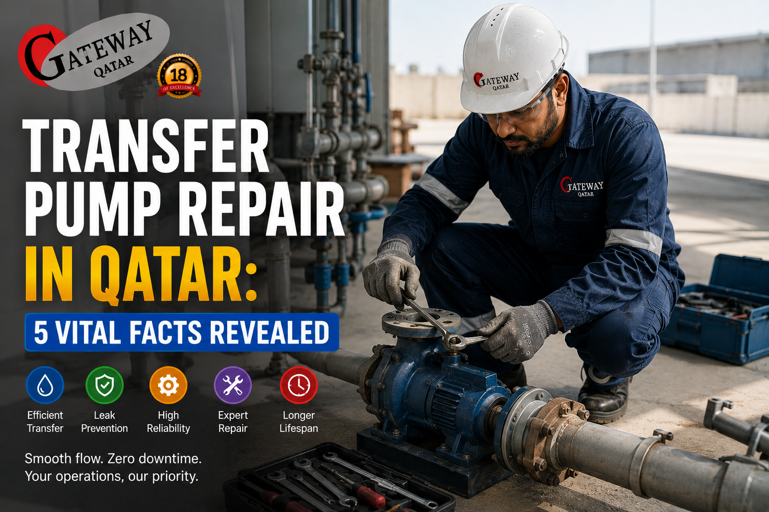 Transfer pump repair in Qatar - Gateway Technologies pump repair workshop Doha