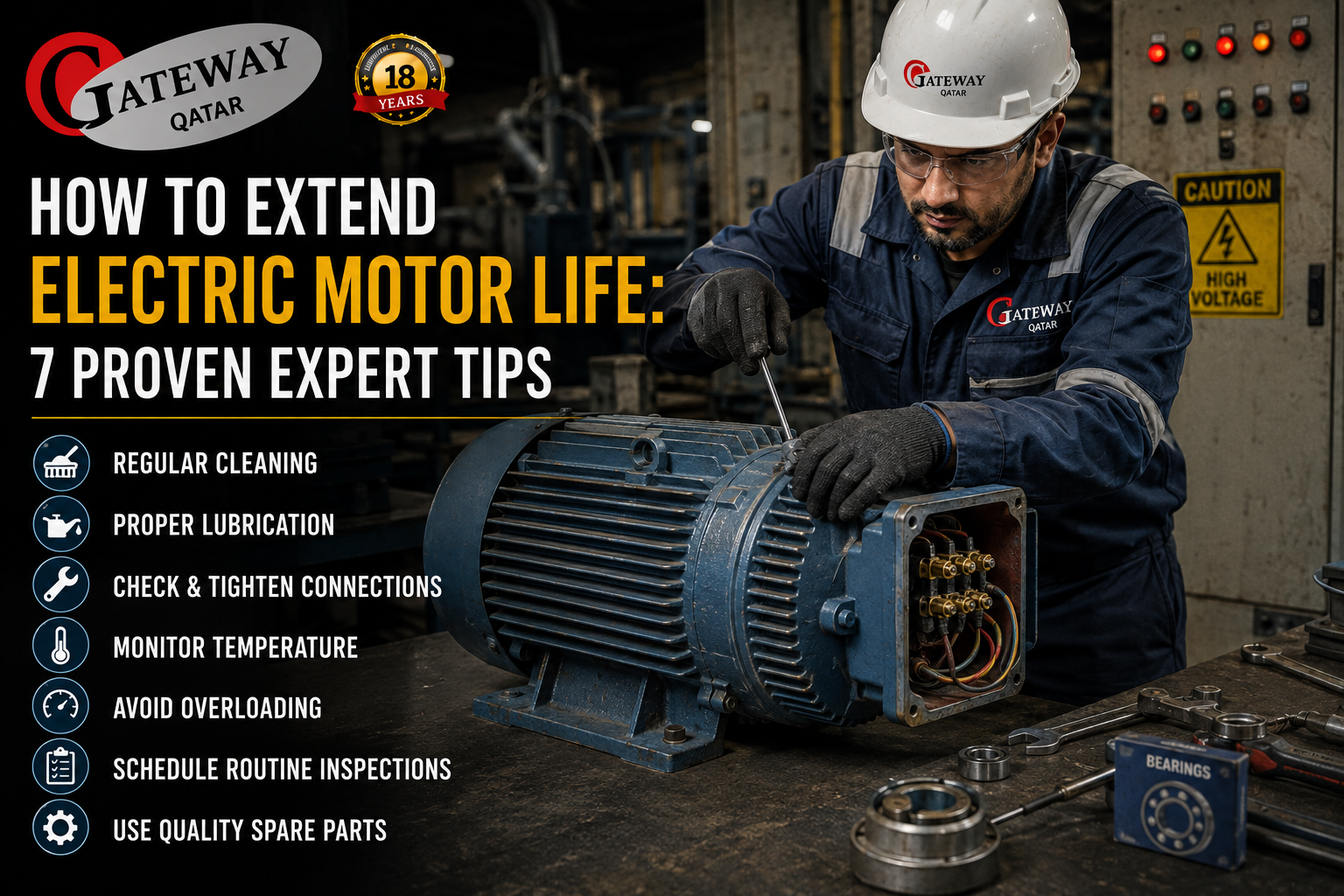 How to extend electric motor life - Gateway Technologies expert motor maintenance Doha Qatar