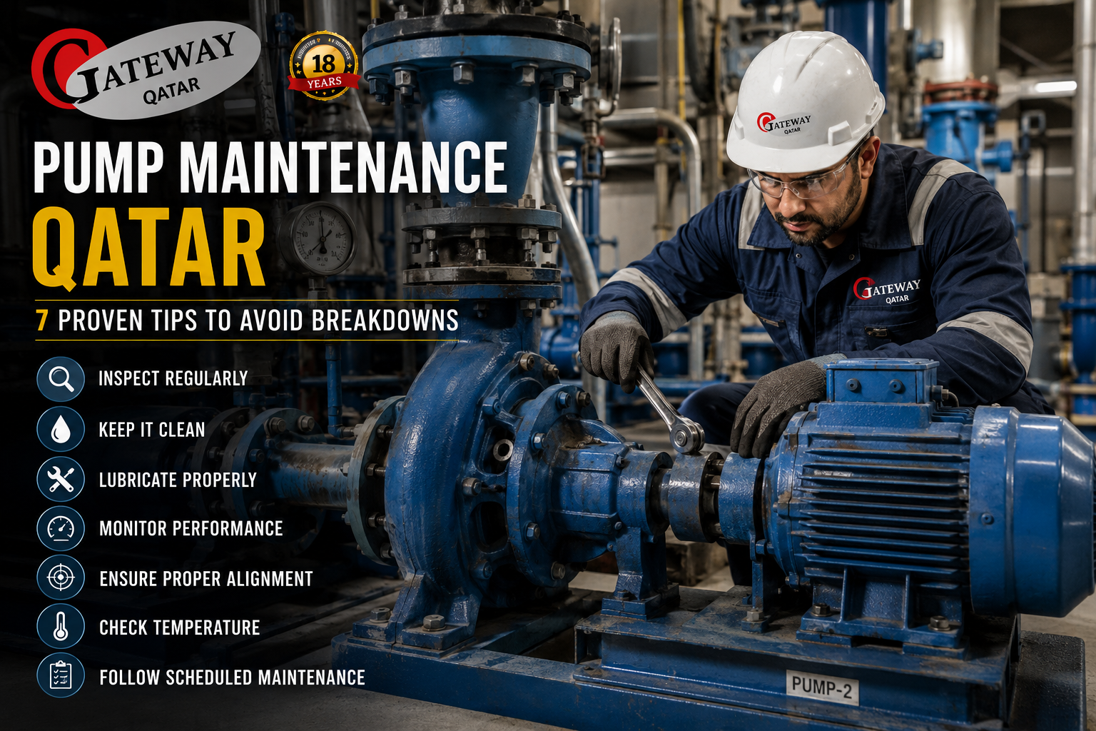 Pump maintenance Qatar - Gateway Technologies pump repair and maintenance workshop Doha