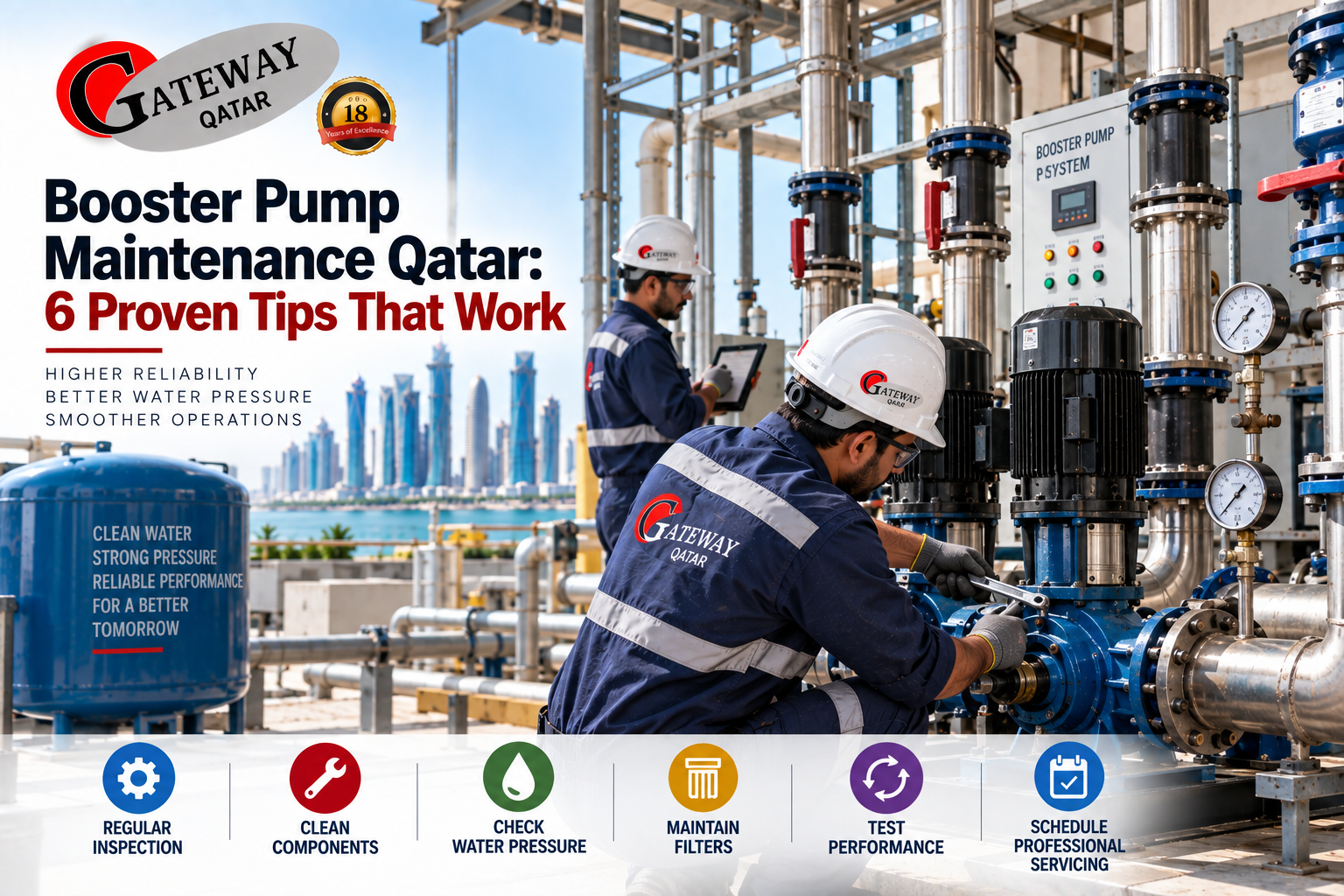 Booster pump maintenance Qatar - Gateway Technologies professional pump maintenance and motor winding workshop Qatar