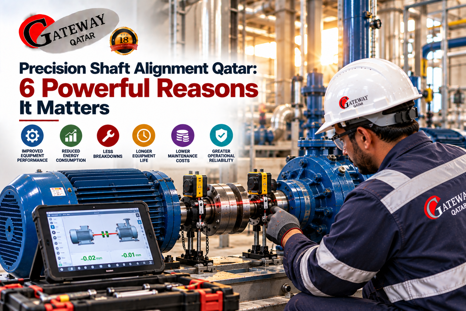 Precision shaft alignment Qatar - Gateway Technologies laser precision alignment service for motors pumps and rotating equipment Qatar