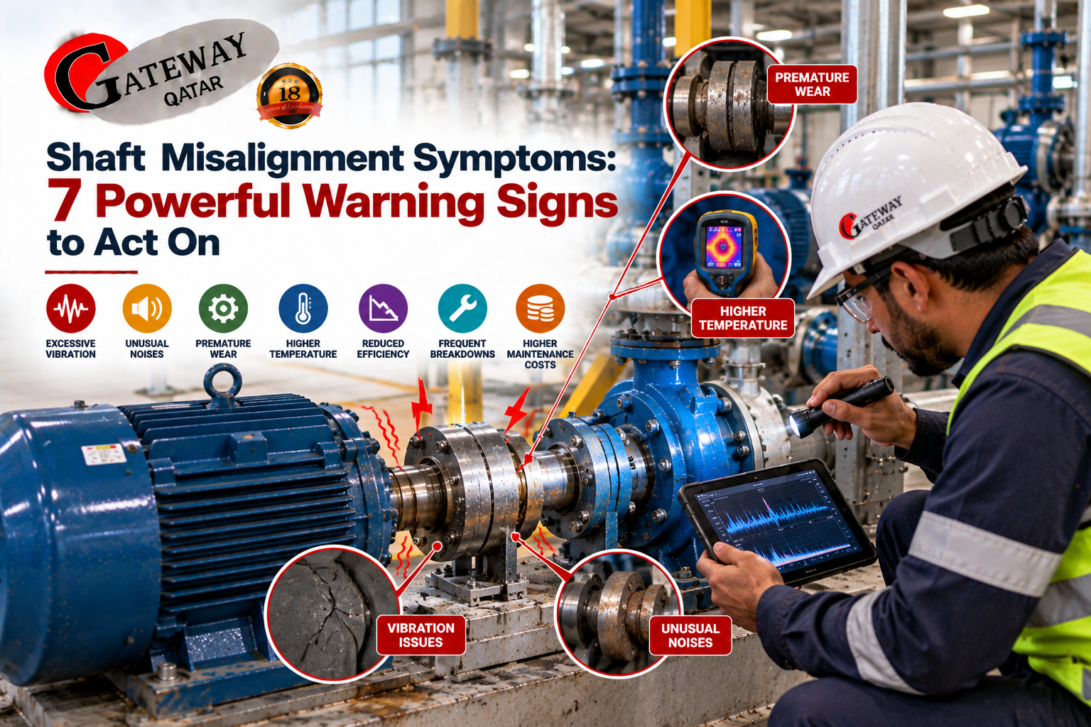Shaft misalignment symptoms - Gateway Technologies laser shaft alignment expert diagnosing rotating equipment misalignment Qatar